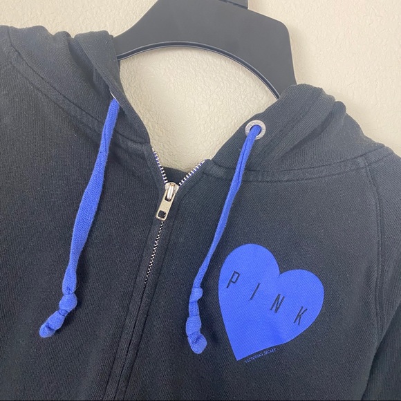 Victoria Secret Pink Zip Up Jacket Black with blue - Picture 8 of 10